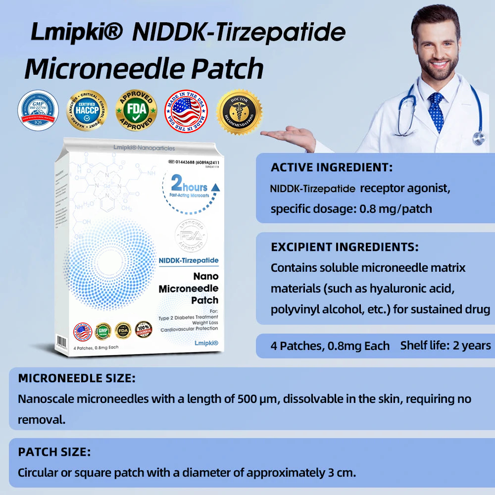 【Lmipki® Official Store】 NIDDK-Tirzepatide Nano Microneedle Patch (Zero Pain, 24/7 Release | Lose 20lbs FAST | 90% Sugar Drop | )